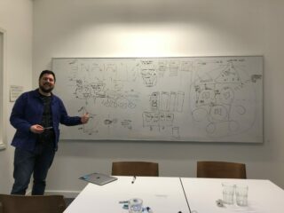 Lawrence at the whiteboard rotated