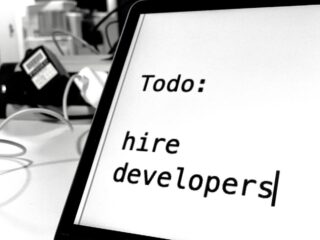 Todo hire developers Close up of a computer screen with